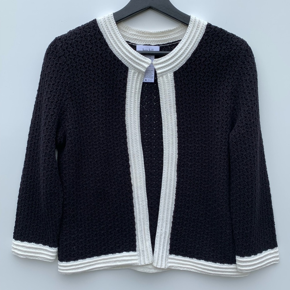 KATE HILL Cardigan Black/Cream Size Small - Picture 6 of 13